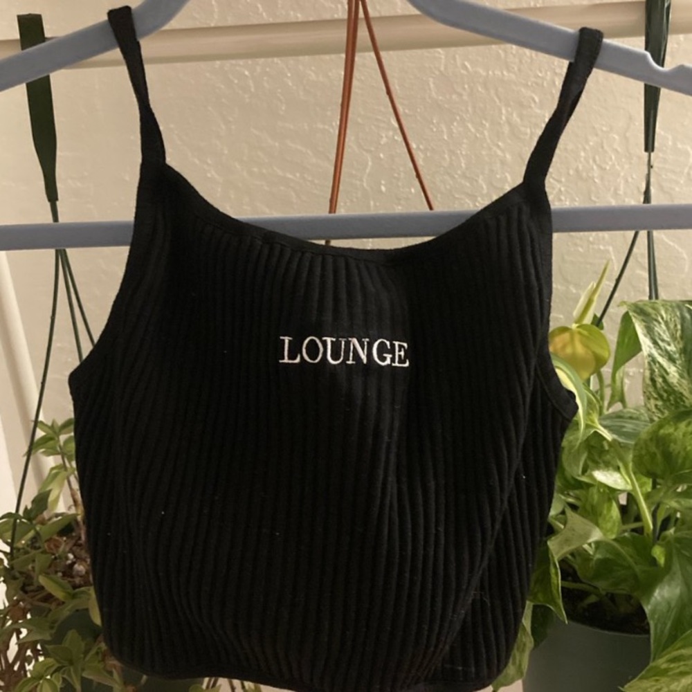 Black ribbed lounge cropped tank top
